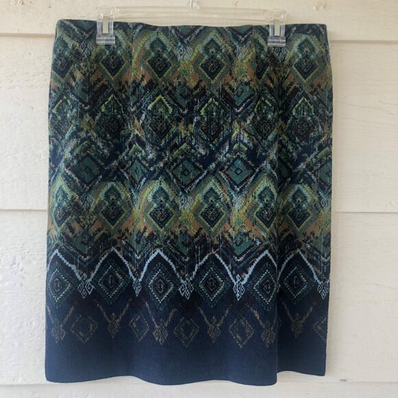 J Jill Size Medium Fully Lined Geometric Print Stretch Skirt - Picture 1 of 13